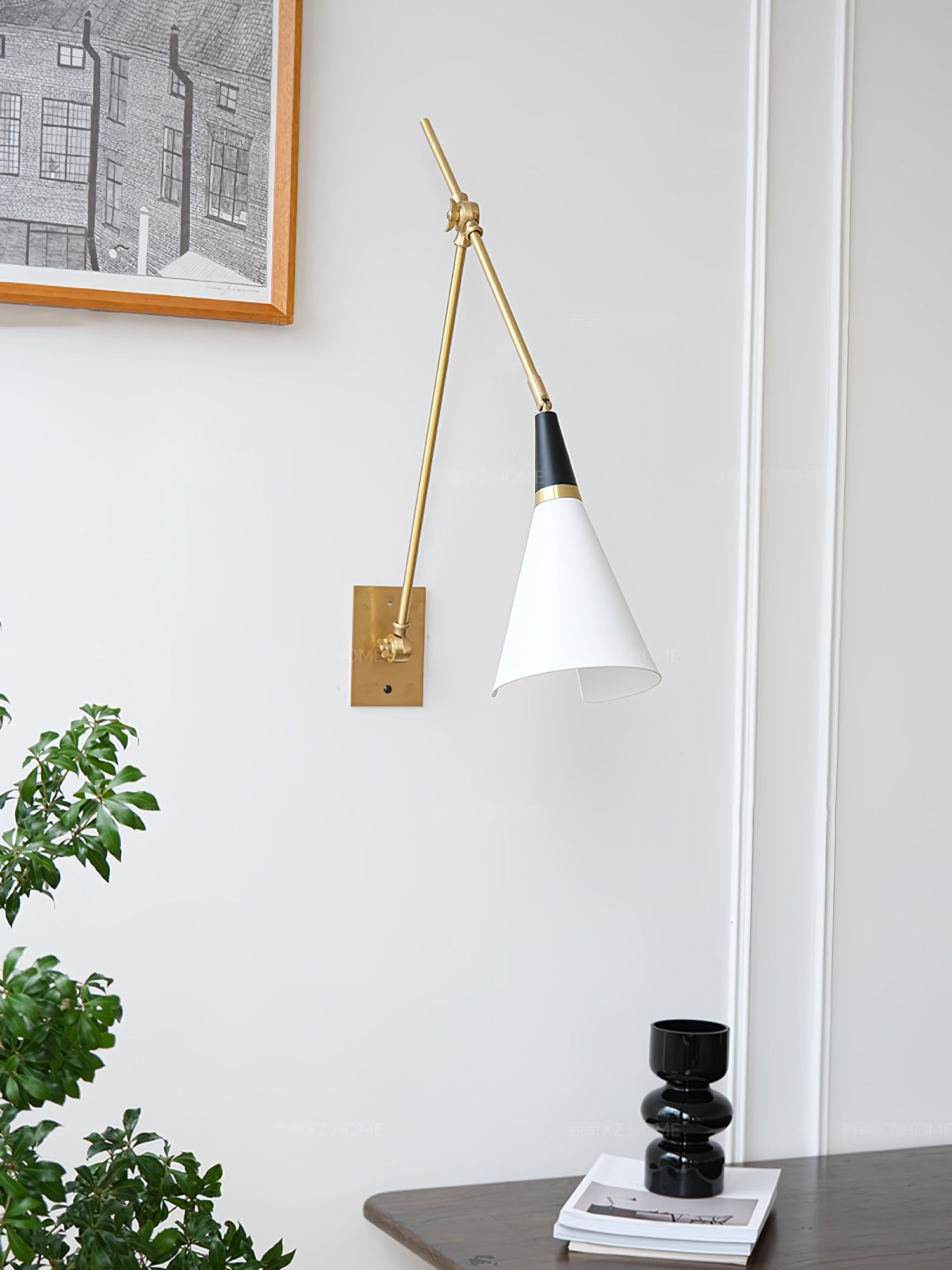 Edge Angled Shade Midcentury Inspired Wall Lamp