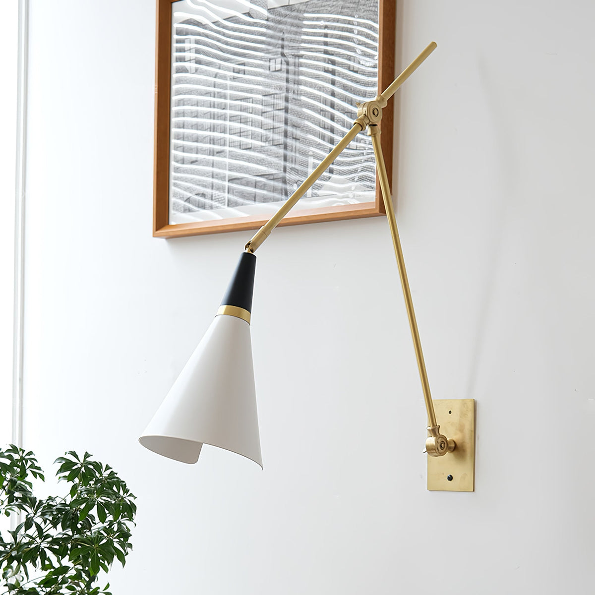 Edge Angled Shade Midcentury Inspired Wall Lamp