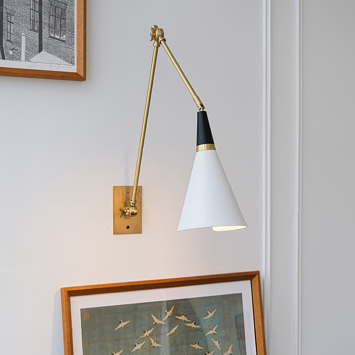 Edge Angled Shade Midcentury Inspired Wall Lamp