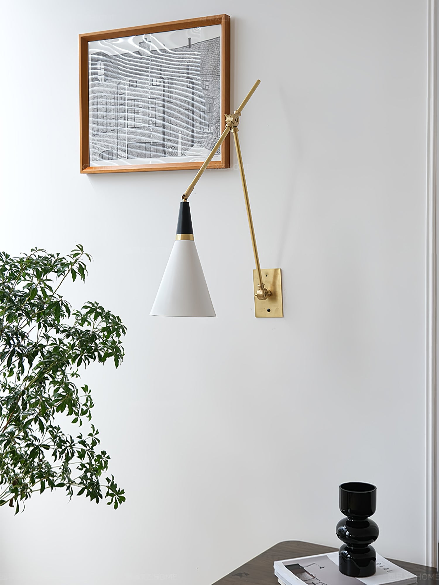 Edge Angled Shade Midcentury Inspired Wall Lamp