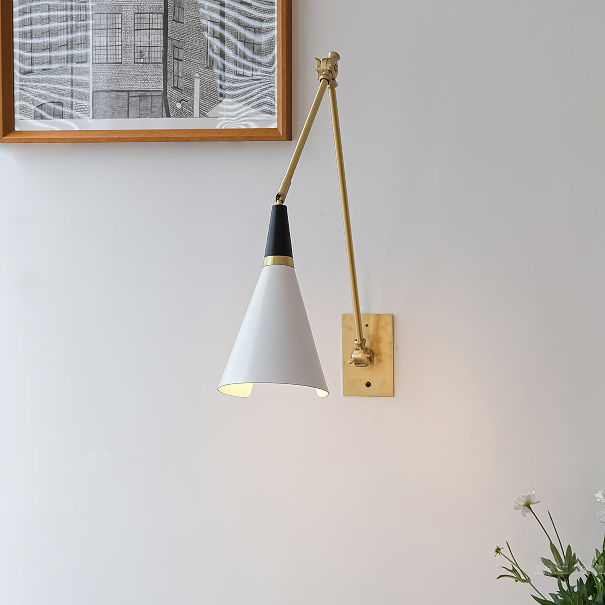 Edge Angled Shade Midcentury Inspired Wall Lamp