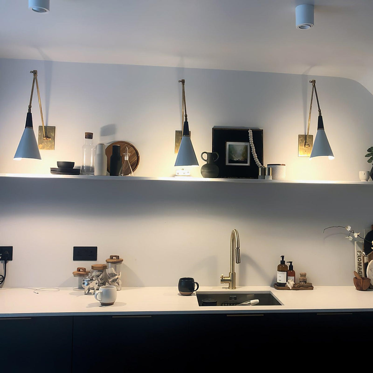 Edge Angled Shade Midcentury Inspired Wall Lamp