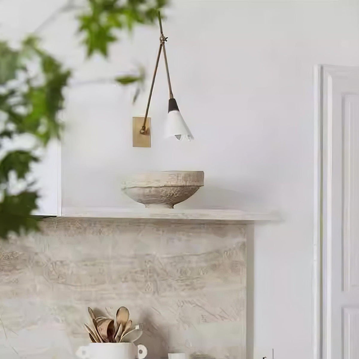 Edge Angled Shade Midcentury Inspired Wall Lamp