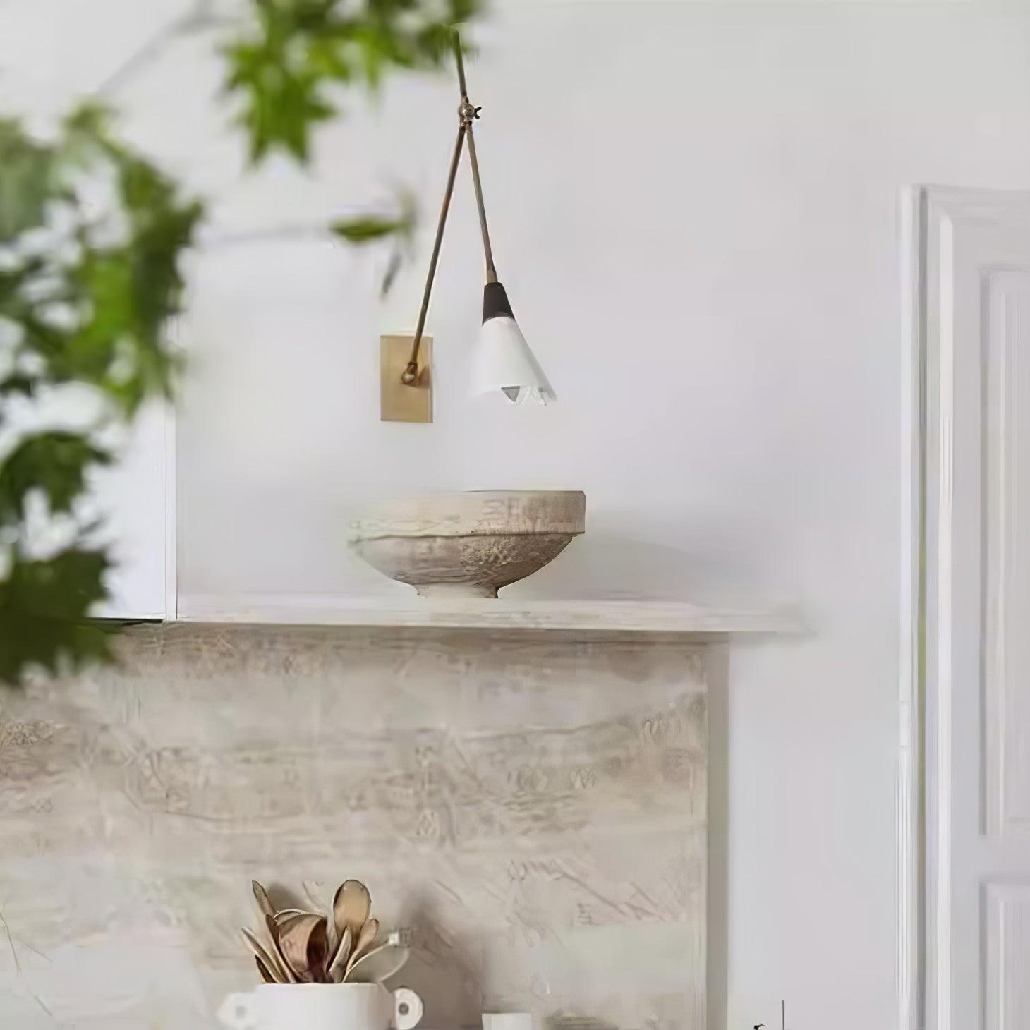 Edge Angled Shade Midcentury Inspired Wall Lamp