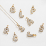 Load image into Gallery viewer, 14k Diamond Dazzle Bubble Initial Necklace
