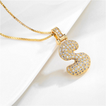 Load image into Gallery viewer, 14k Diamond Dazzle Bubble Initial Necklace
