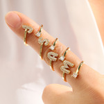 Load image into Gallery viewer, Dainty Bubble Diamond Wrap Initial Ring
