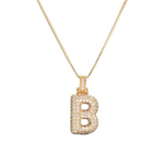 Load image into Gallery viewer, 14k Diamond Dazzle Bubble Initial Necklace
