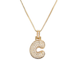 Load image into Gallery viewer, 14k Diamond Dazzle Bubble Initial Necklace
