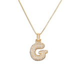 Load image into Gallery viewer, 14k Diamond Dazzle Bubble Initial Necklace
