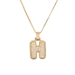 Load image into Gallery viewer, 14k Diamond Dazzle Bubble Initial Necklace
