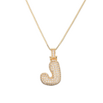 Load image into Gallery viewer, 14k Diamond Dazzle Bubble Initial Necklace
