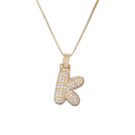 Load image into Gallery viewer, 14k Diamond Dazzle Bubble Initial Necklace
