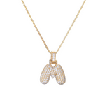 Load image into Gallery viewer, 14k Diamond Dazzle Bubble Initial Necklace
