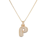 Load image into Gallery viewer, 14k Diamond Dazzle Bubble Initial Necklace
