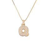 Load image into Gallery viewer, 14k Diamond Dazzle Bubble Initial Necklace
