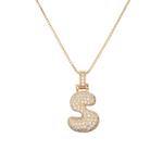 Load image into Gallery viewer, 14k Diamond Dazzle Bubble Initial Necklace
