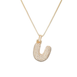 Load image into Gallery viewer, 14k Diamond Dazzle Bubble Initial Necklace

