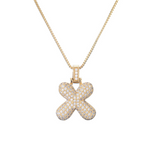 Load image into Gallery viewer, 14k Diamond Dazzle Bubble Initial Necklace
