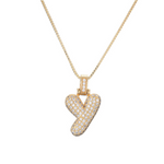 Load image into Gallery viewer, 14k Diamond Dazzle Bubble Initial Necklace
