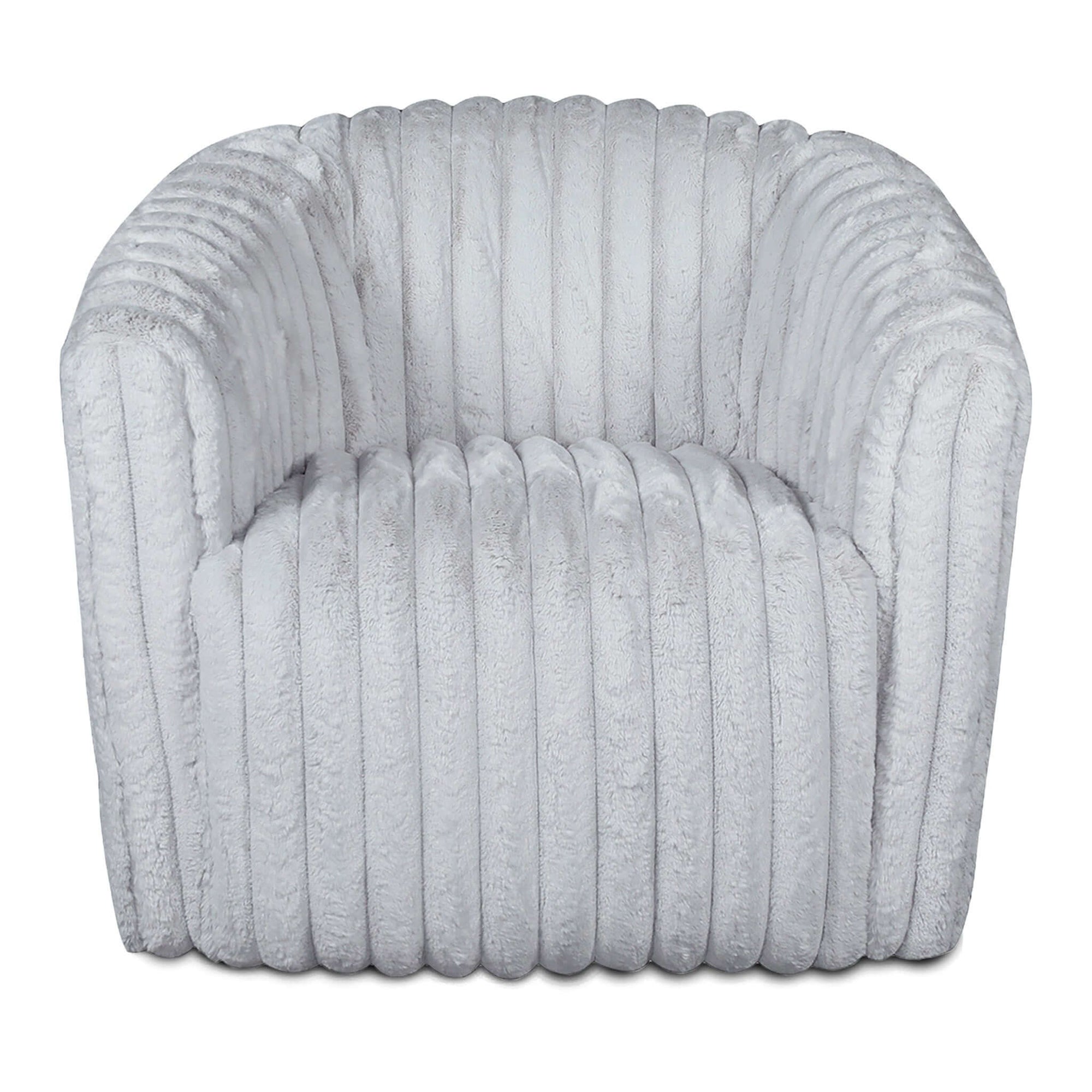 Luxury Light Grey Soft Plush Fabric Swivel Chair for Living Spaces