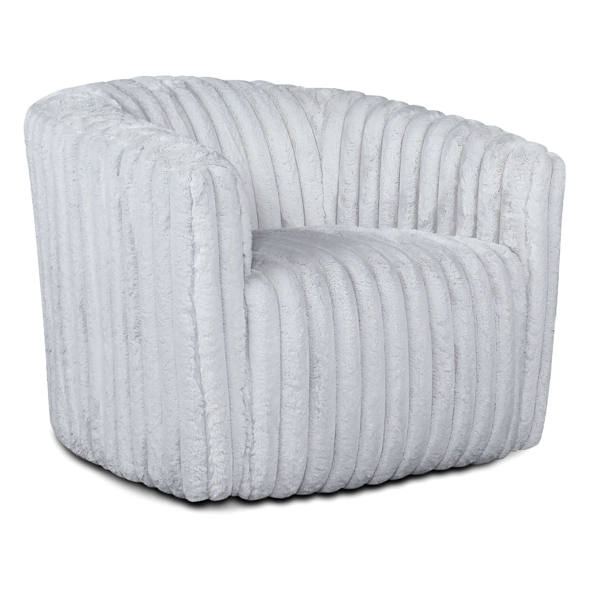 Luxury Light Grey Soft Plush Fabric Swivel Chair for Living Spaces