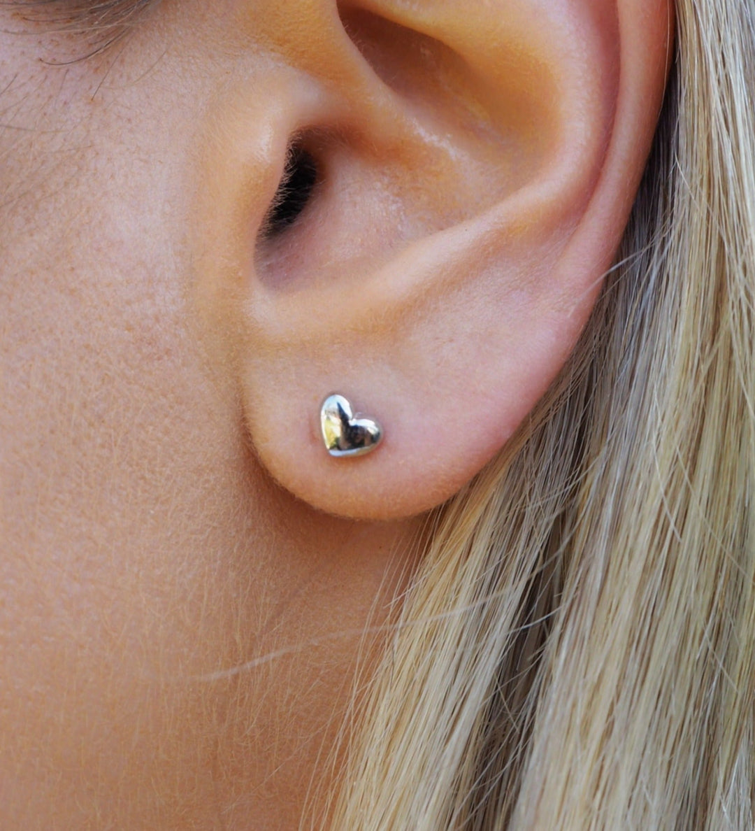 Sterling Silver Mini Heart Stud Earrings