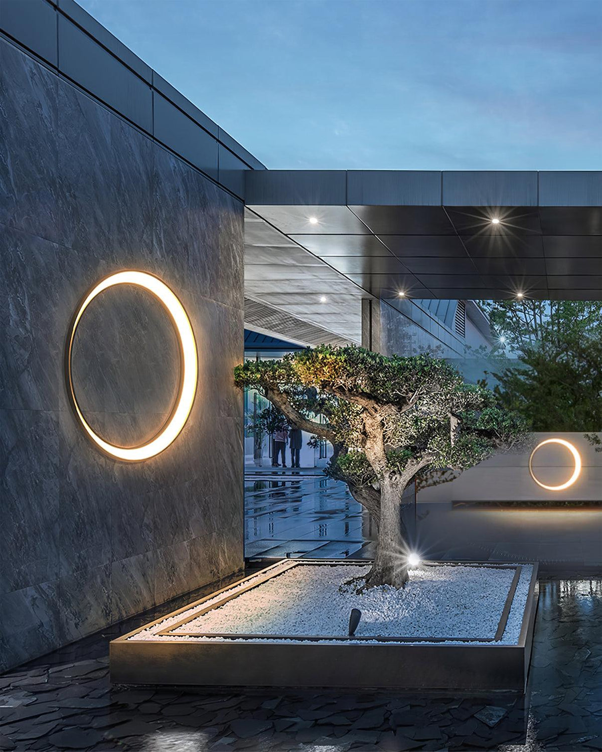 Moon Shaped Contemporary Outdoor Wall Light