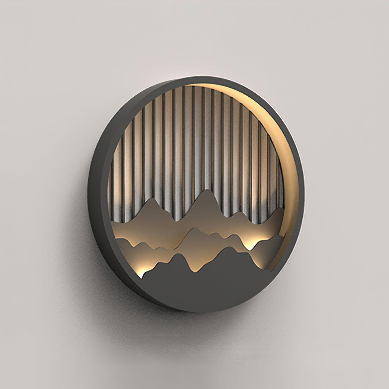 Circular Mountain Motif Contemporary Wall Sconce
