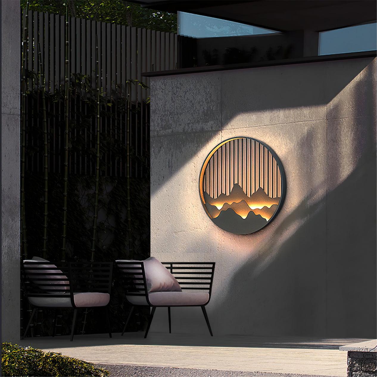 Circular Mountain Motif Contemporary Wall Sconce