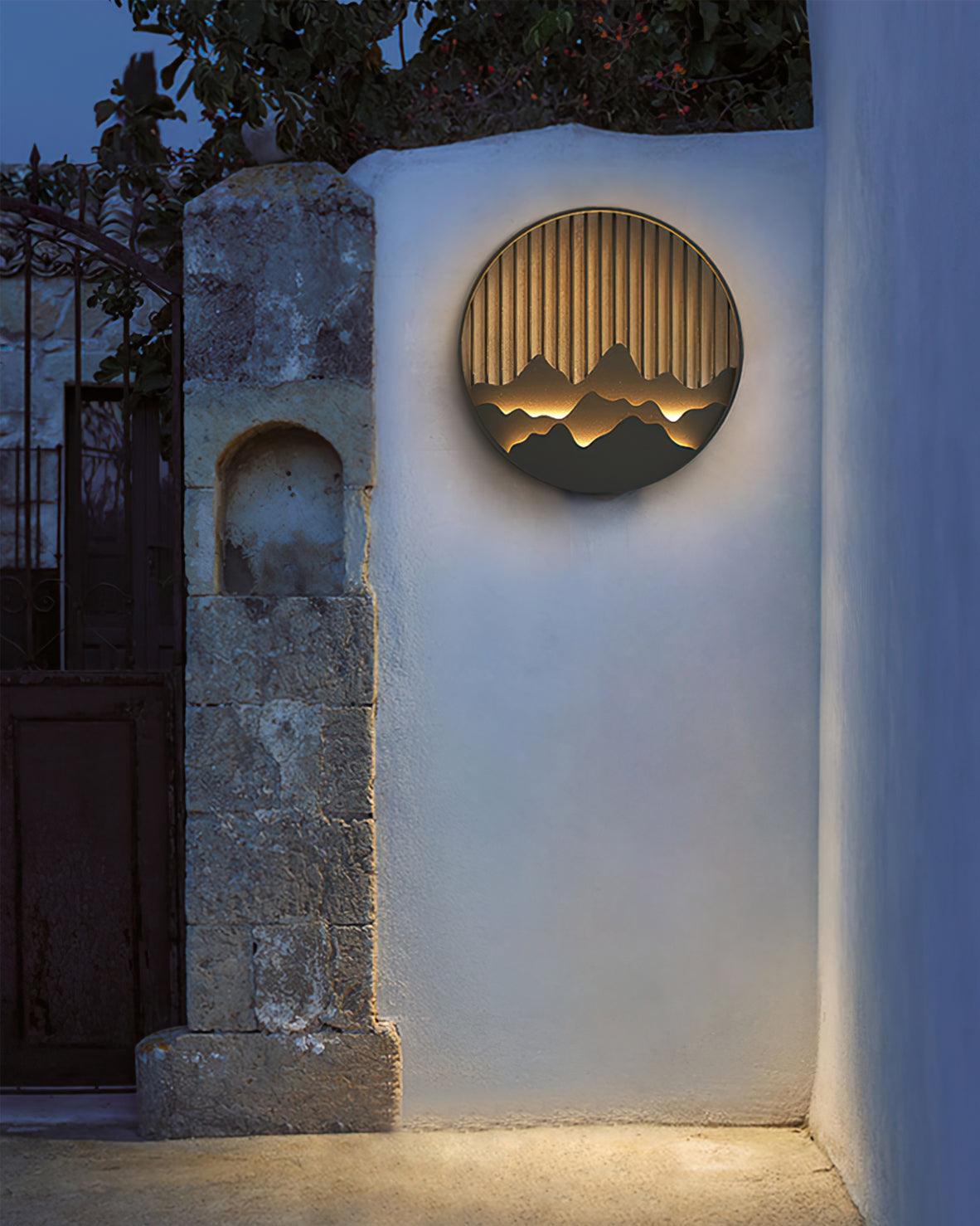 Circular Mountain Motif Contemporary Wall Sconce