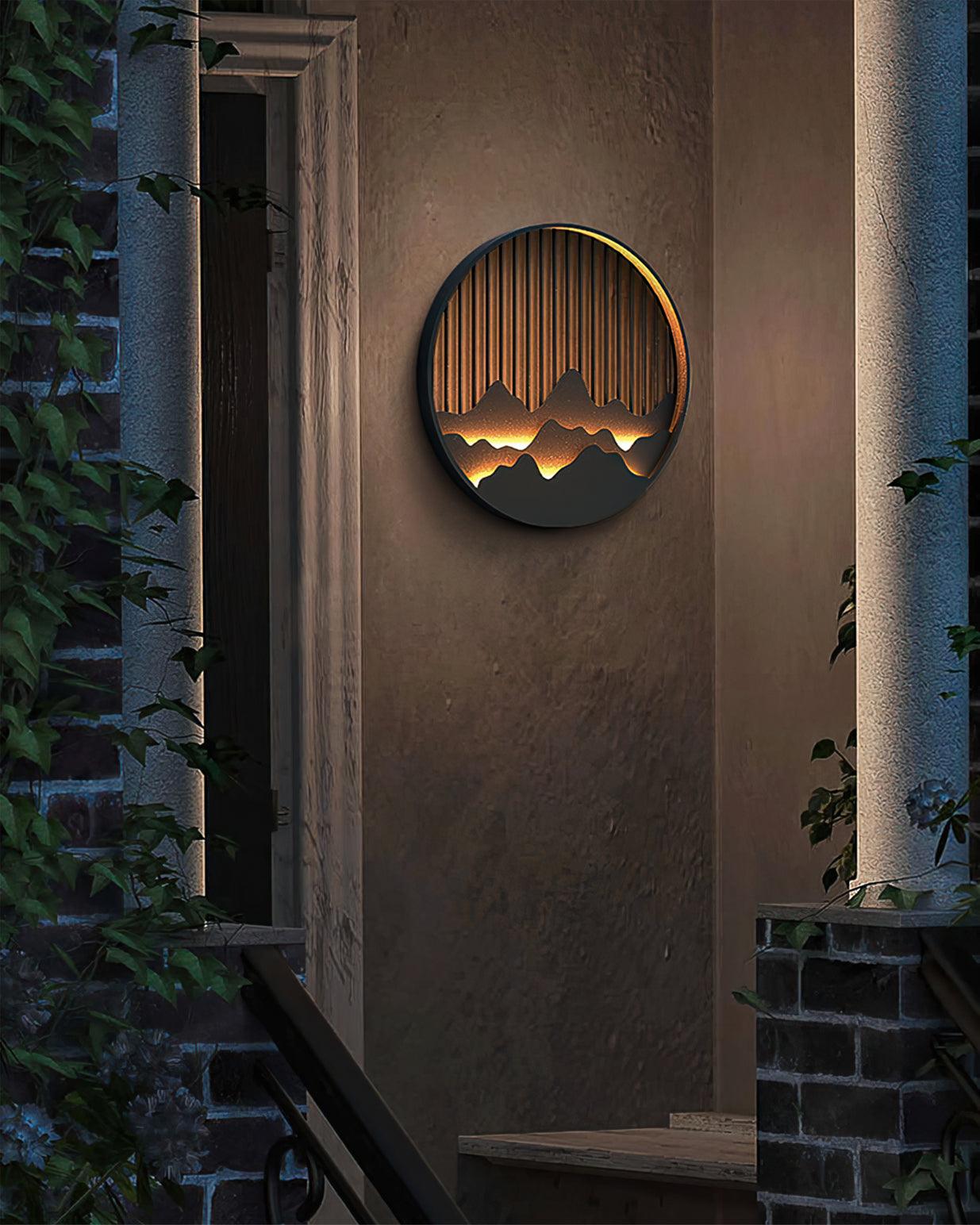 Circular Mountain Motif Contemporary Wall Sconce