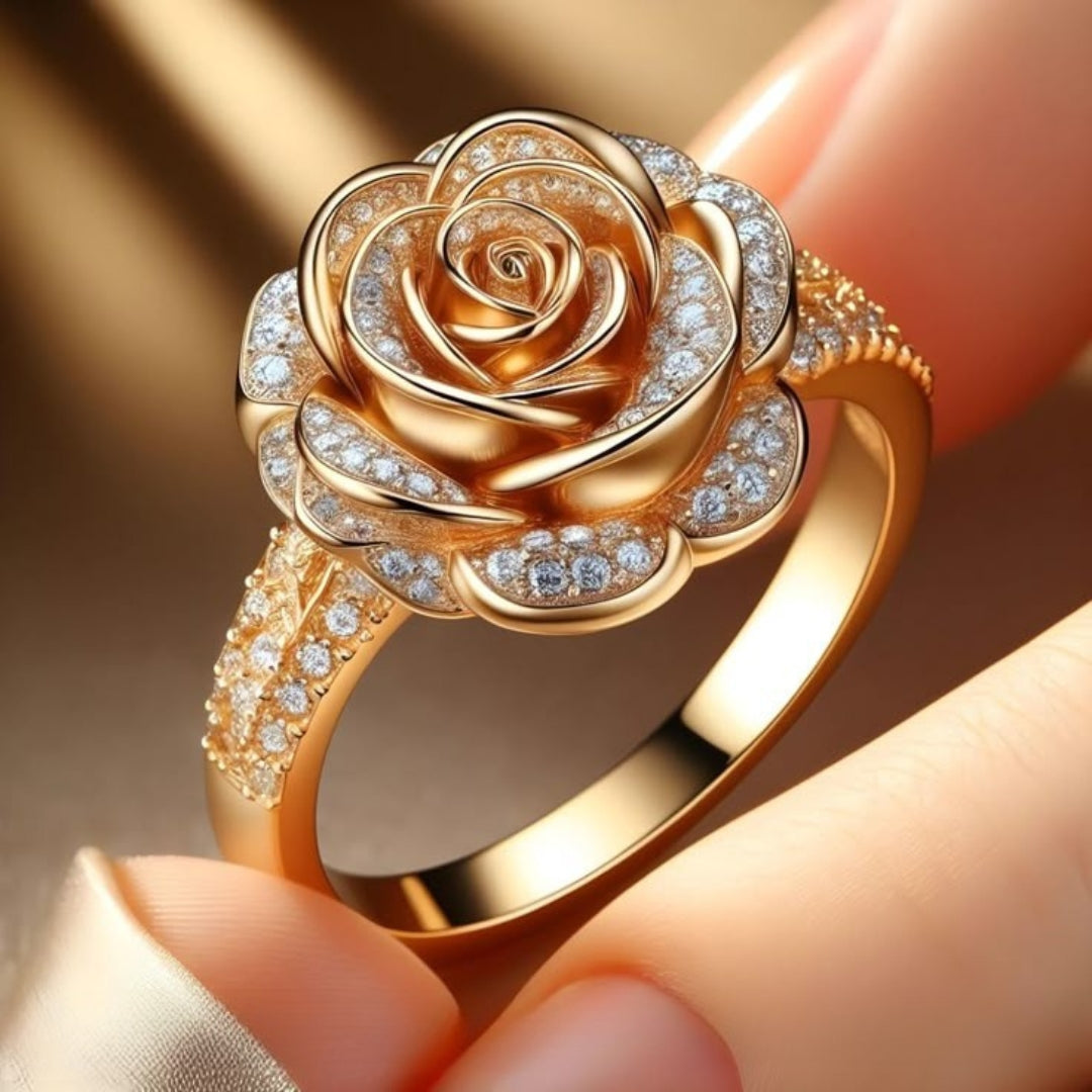 Vintage-Style Zirconia Statement Ring in Rose Gold