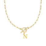 Load image into Gallery viewer, Paperclip Letter Initial Circle Lock Clasp Necklace
