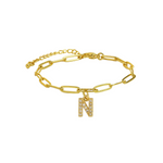 Load image into Gallery viewer, Dainty Paperclip Letter Initial Bracelet
