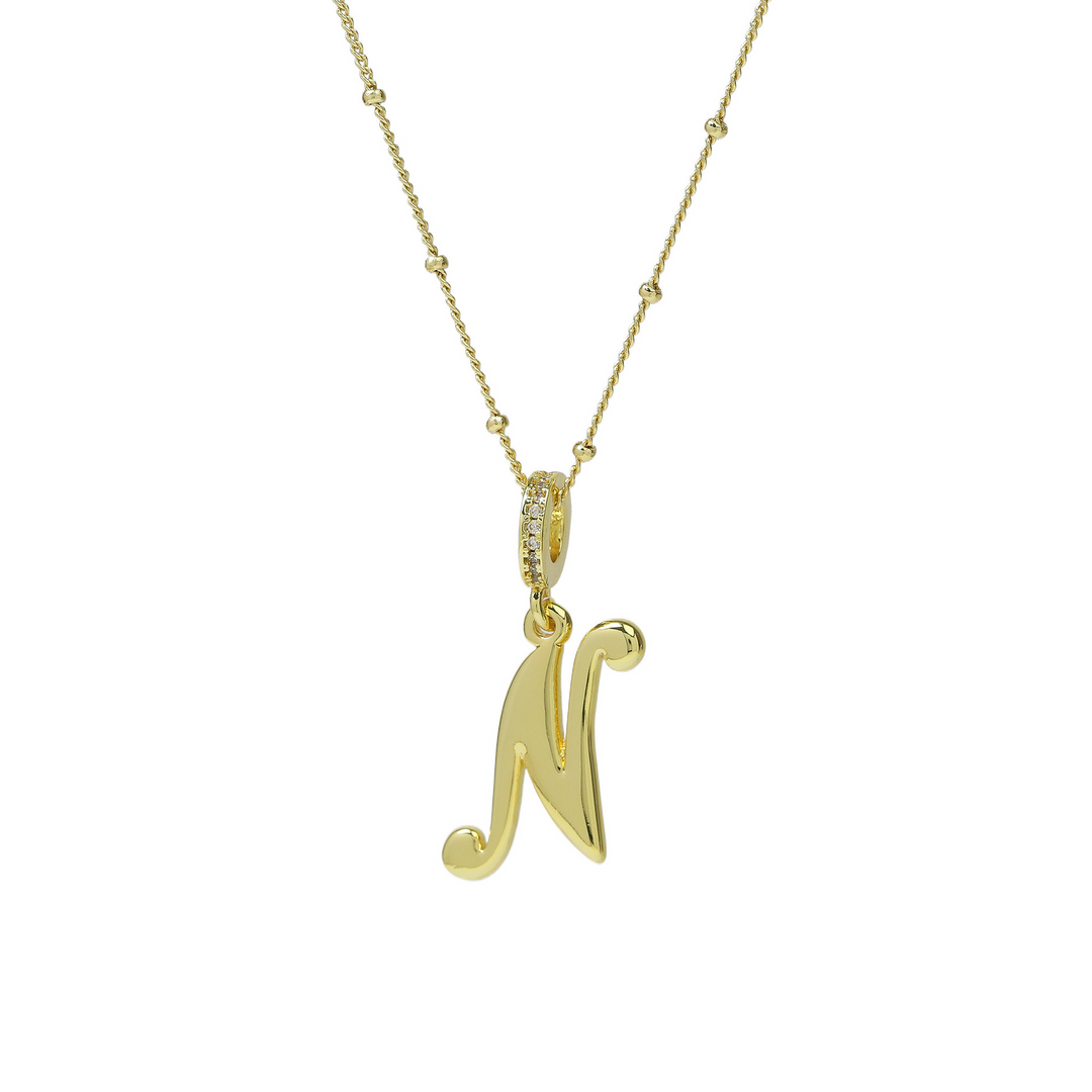 Elegant Cursive Font Satellite Chain Initial Necklace