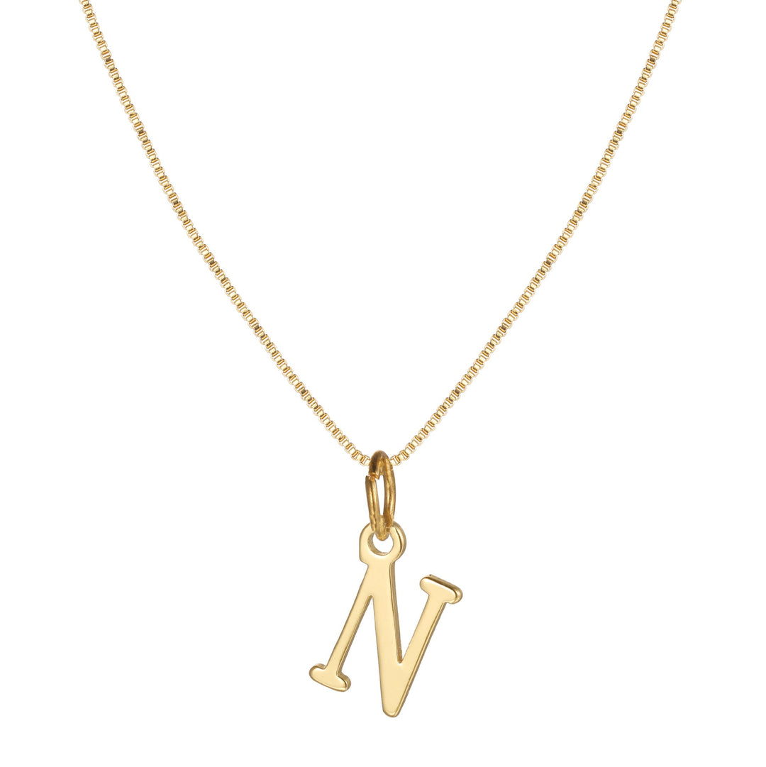 14k Sleek Serif Initial Necklace