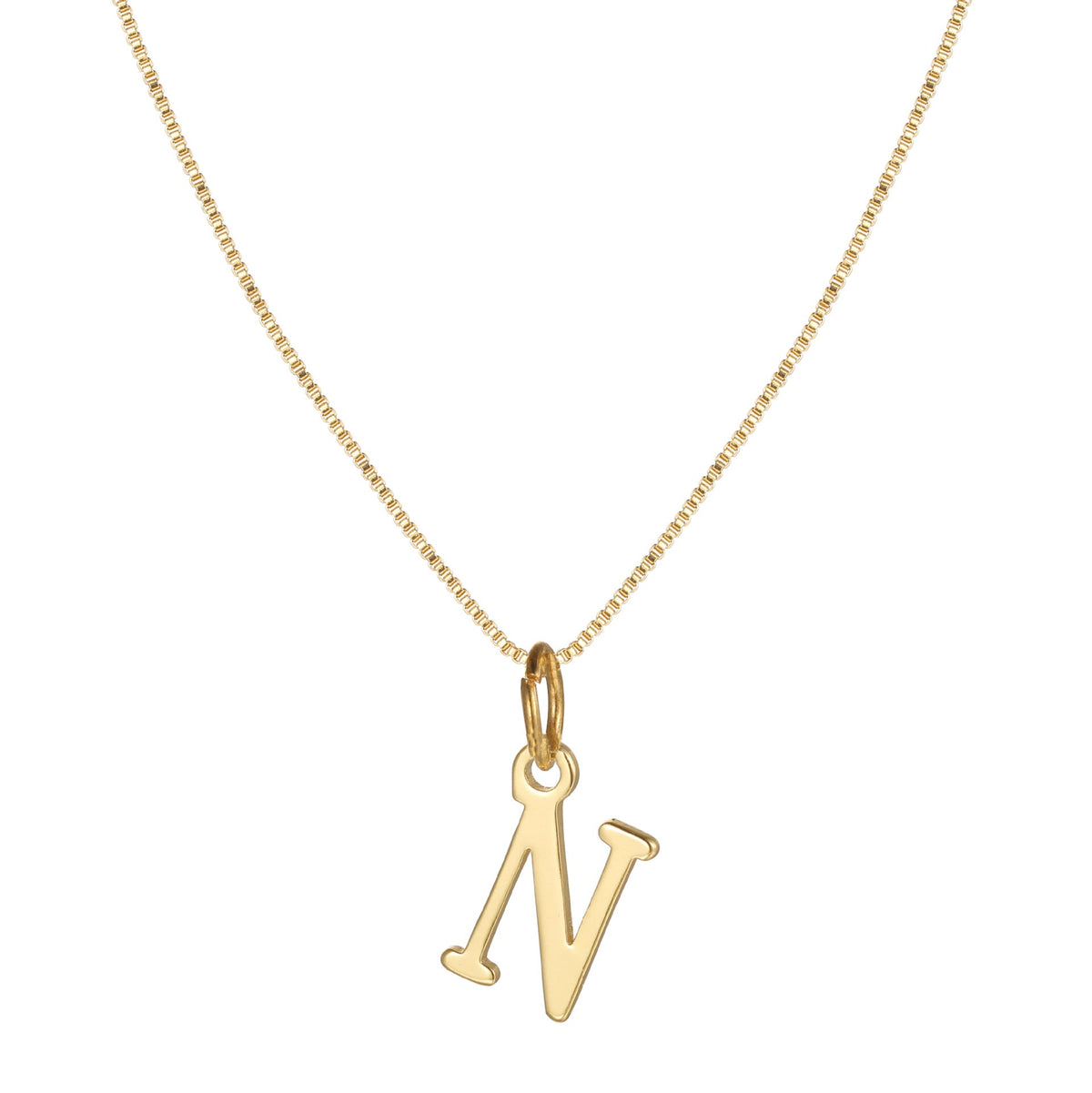 14k Sleek Serif Initial Necklace