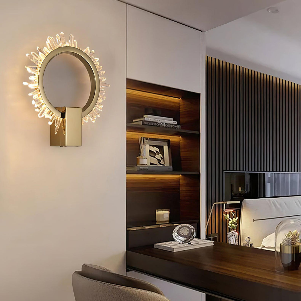 Faceted Crystal Contemporary Luxe Wall Lamp