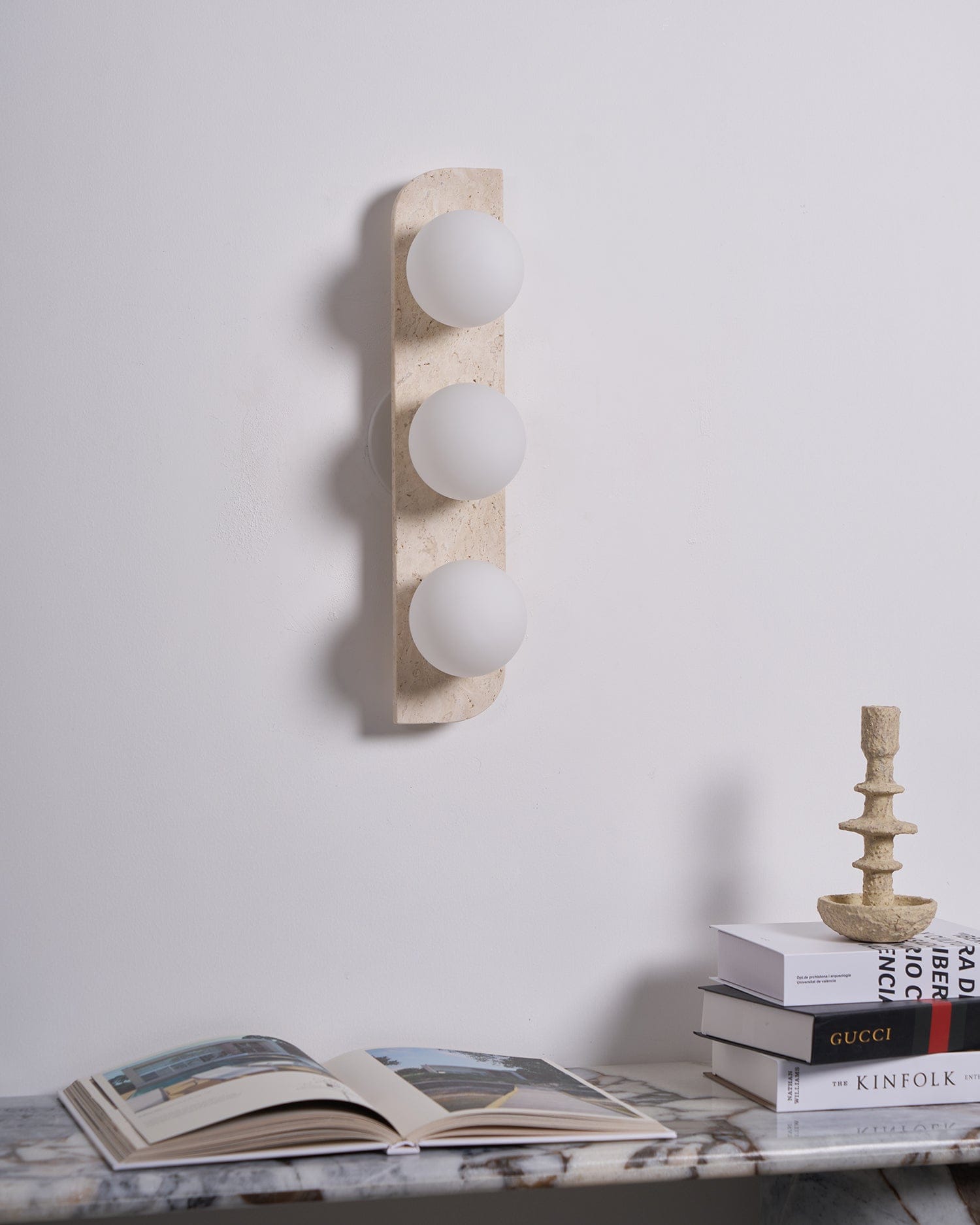 Spherical Travertine Contemporary Wall Light