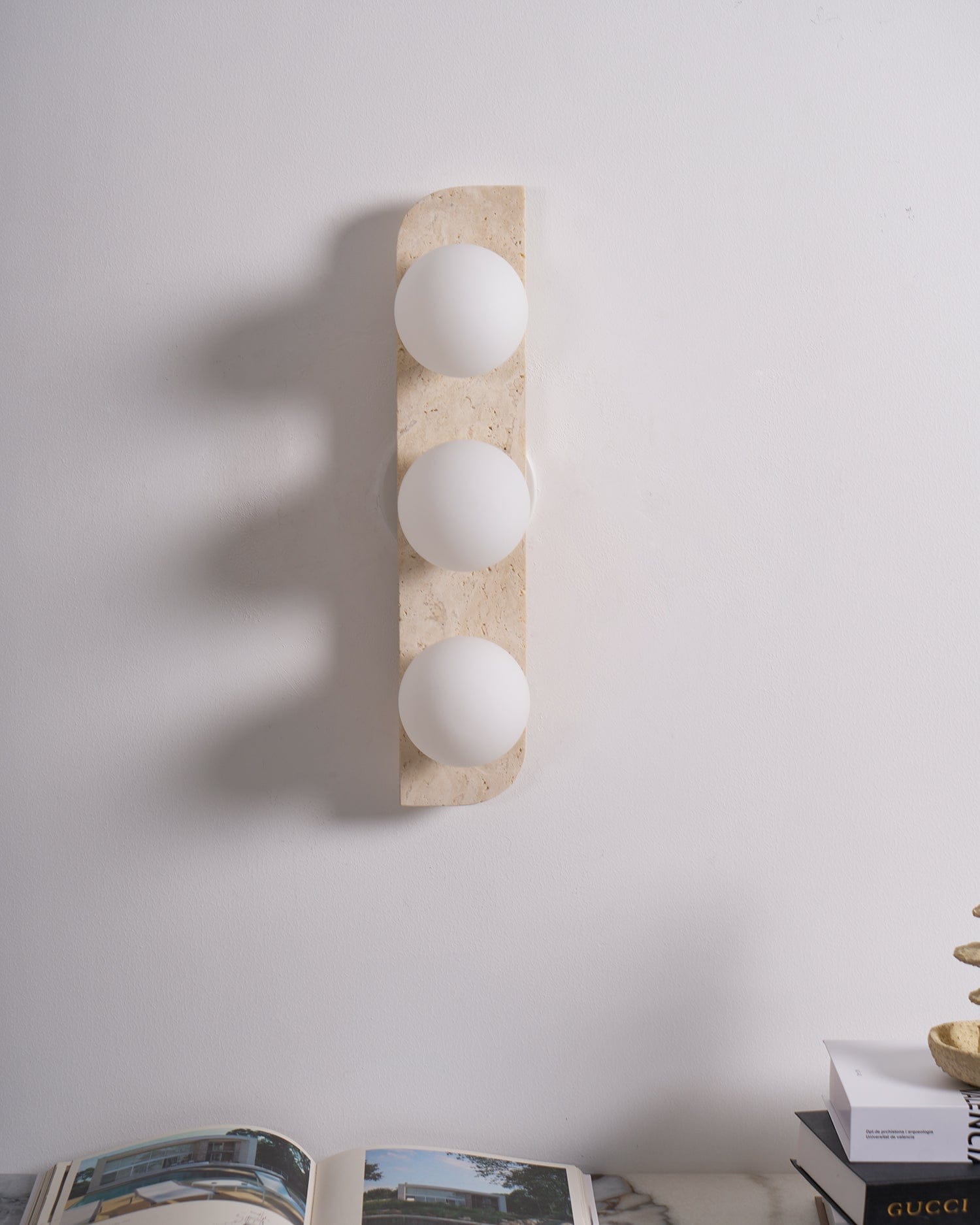 Spherical Travertine Contemporary Wall Light