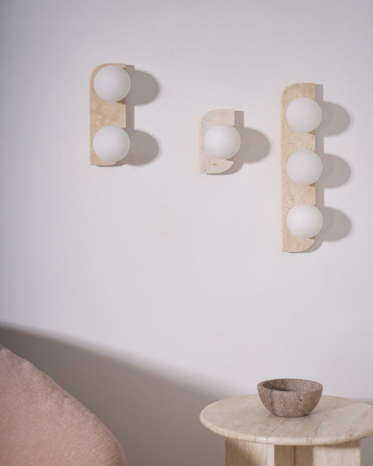 Spherical Travertine Contemporary Wall Light