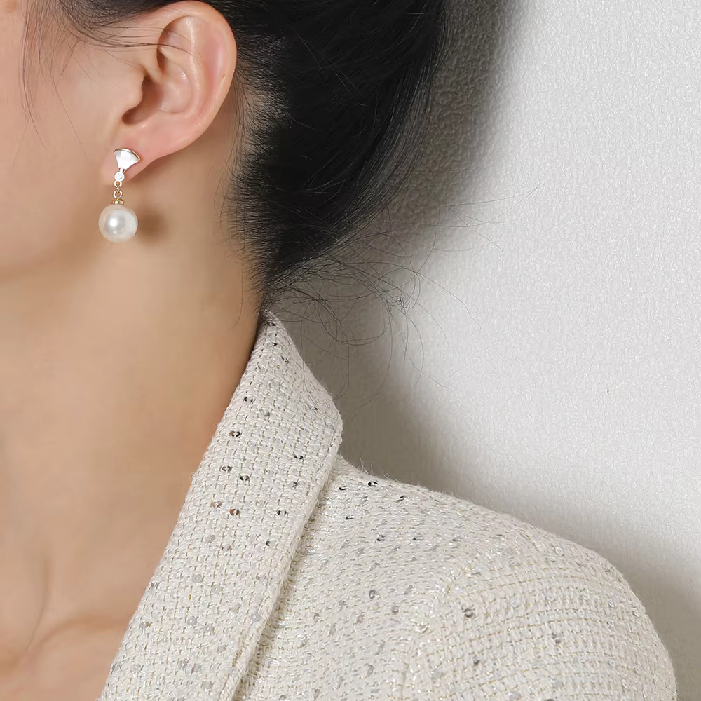 Bohemian Pearl Drop Earrings in Silver