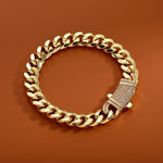 Load image into Gallery viewer, 14k Chunky Diamond Accented Clasp Cuban Link Bracelet
