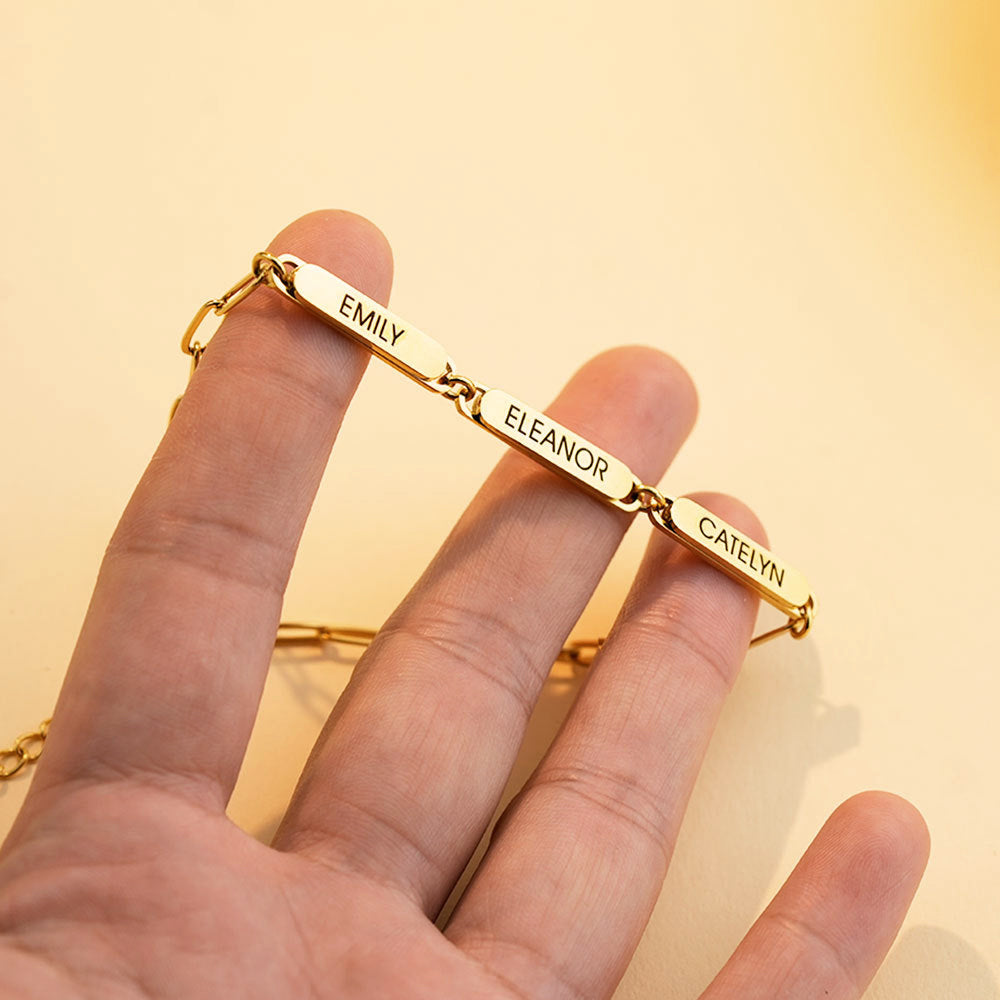 Personalized Family Names Paperclip Bracelet