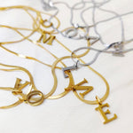 Load image into Gallery viewer, Minimal Serif Letter Initial Herringbone Necklace
