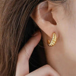 Load image into Gallery viewer, Croissant Bow Earrings
