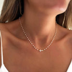 Load image into Gallery viewer, Dainty Faux Pearl Cross Station Choker Necklace
