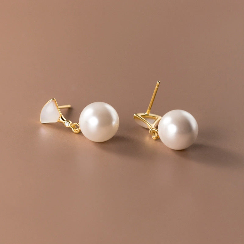 Bohemian Pearl Drop Earrings in Silver