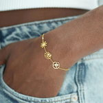 Load image into Gallery viewer, Dainty Birth Flower with Birthstone Bracelet
